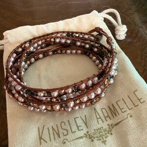 Kinsley Armelle and Brown Leather Multi-Strand Wrap Bracelet